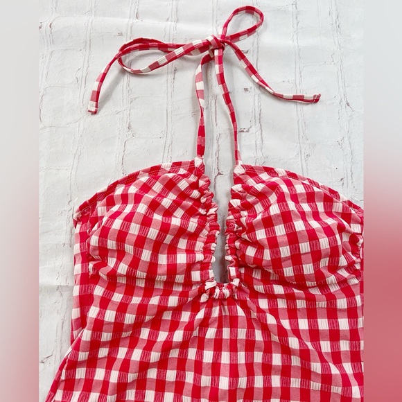 Wild fable NWT red gingham halter one piece swimsuit XS - Picture 4 of 10
